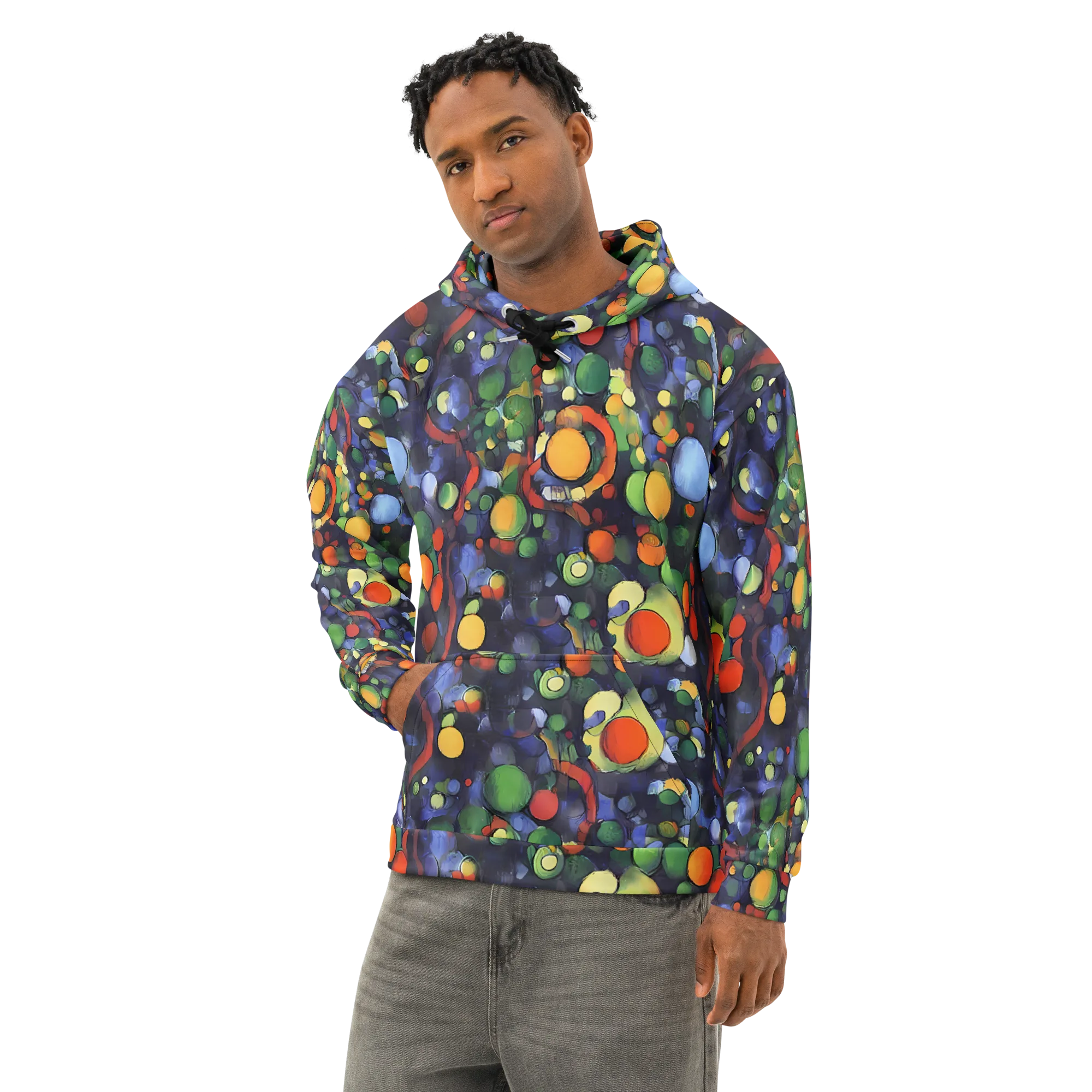Cobalt Harvest on Cotton Hoodie — Left Front