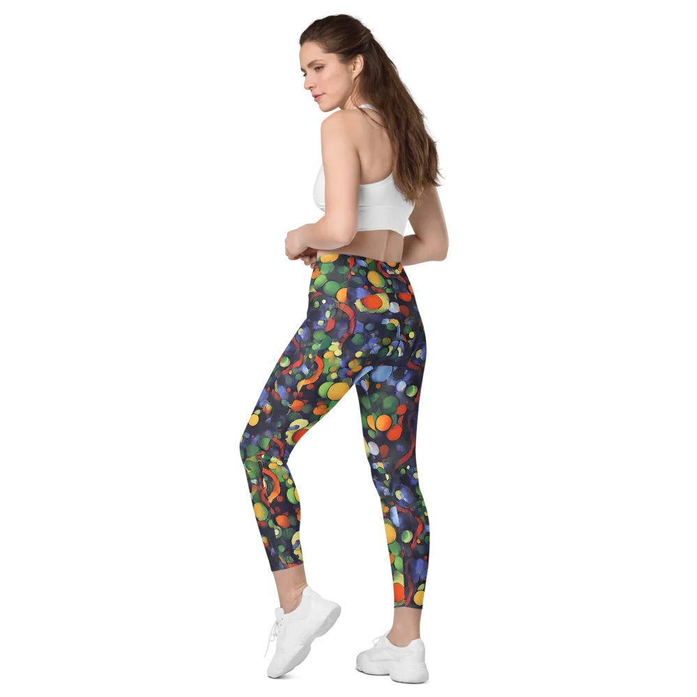 Cobalt Harvest on Leggings with Pockets — Left Back