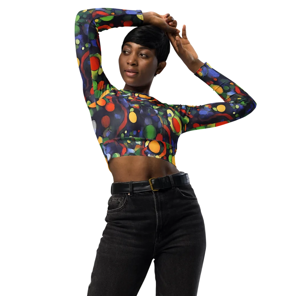 Cobalt Harvest on Long Sleeve Crop Top — Front