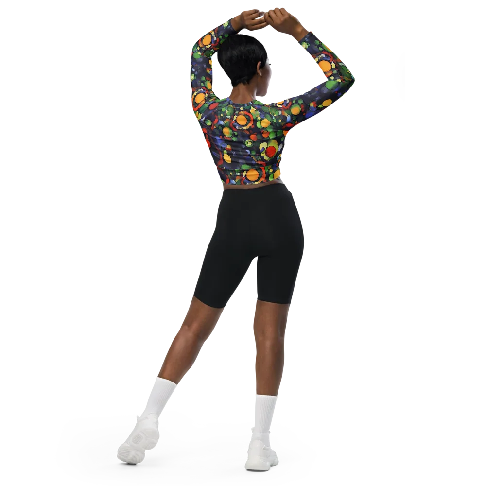 Cobalt Harvest on Long Sleeve Crop Top — Back