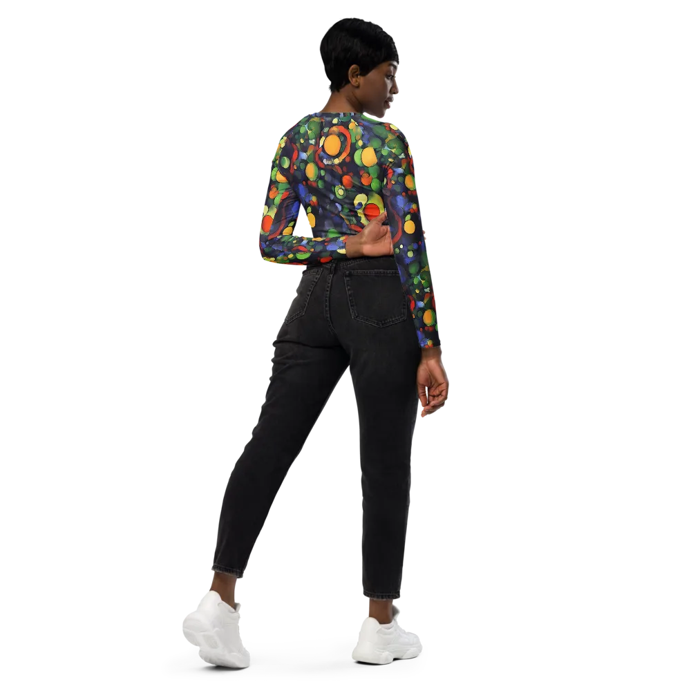 Cobalt Harvest on Long Sleeve Crop Top — Right Back