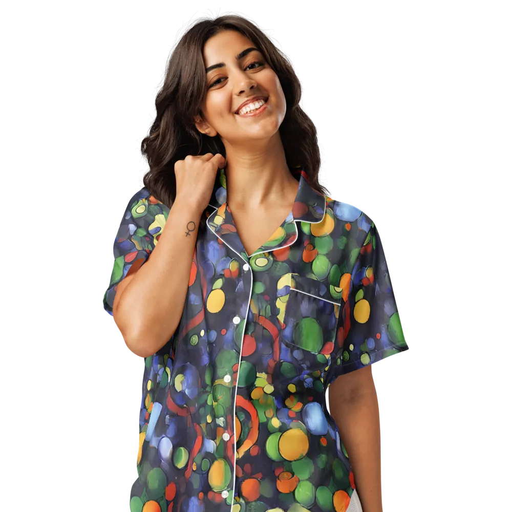Cobalt Harvest on Women's Short Sleeve Pajama Top — Front