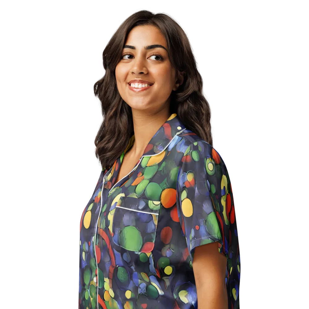 Cobalt Harvest on Women's Short Sleeve Pajama Top — Left Front