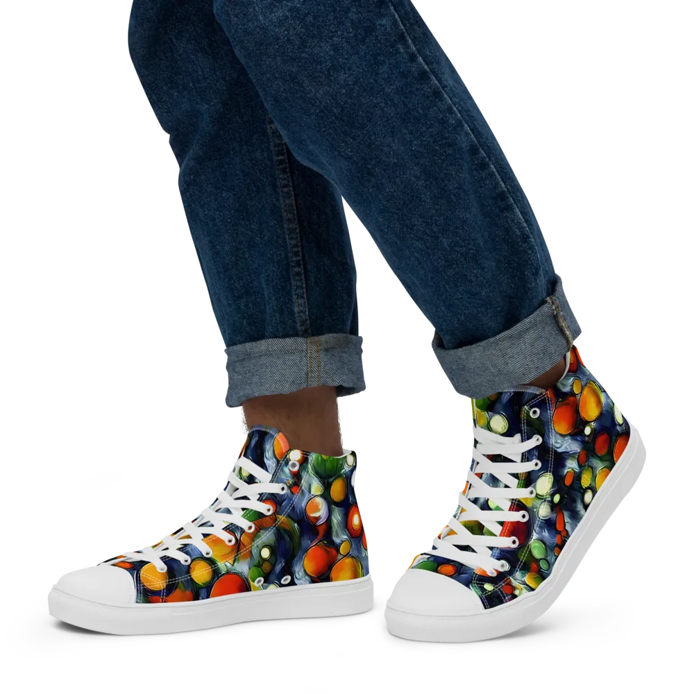 Neon Harvest on Men's High Top Canvas Shoes — Left