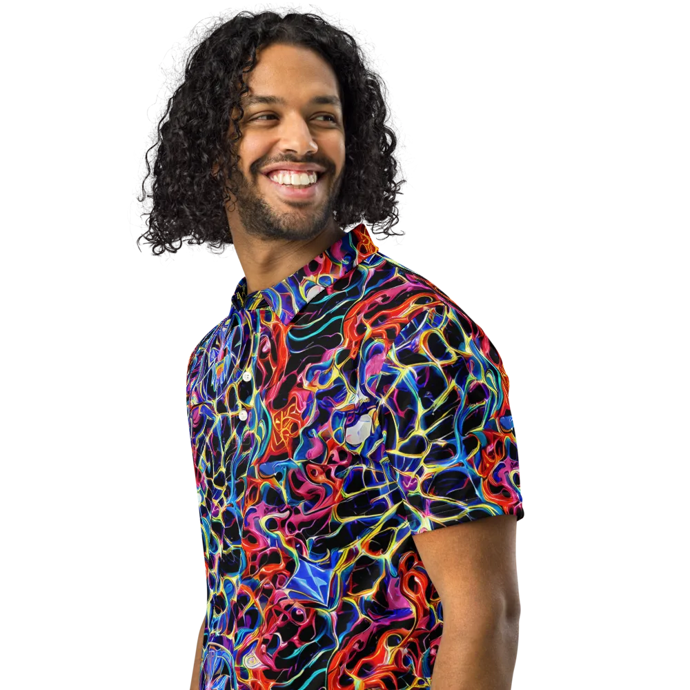 Abyssal Neon on Men's Slim Fit Polo Shirt — Left Front
