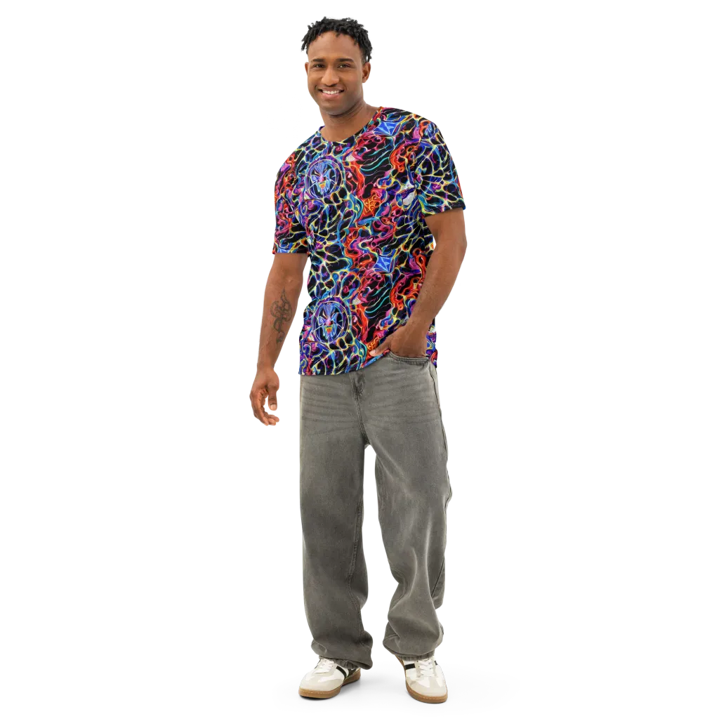 Abyssal Neon on Men's Cotton Crew Neck T-Shirt — Front