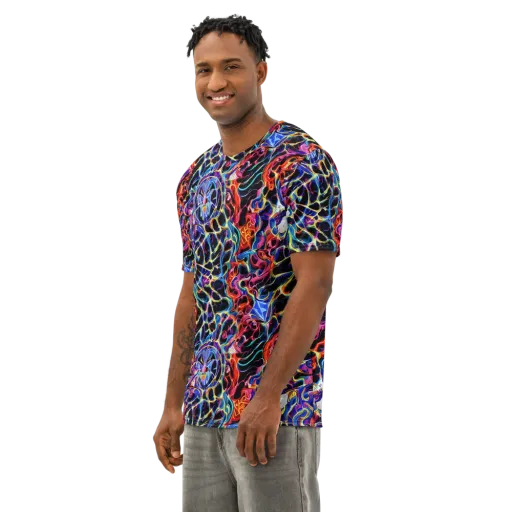 Abyssal Neon on a Men's Cotton Crew Neck T-Shirt