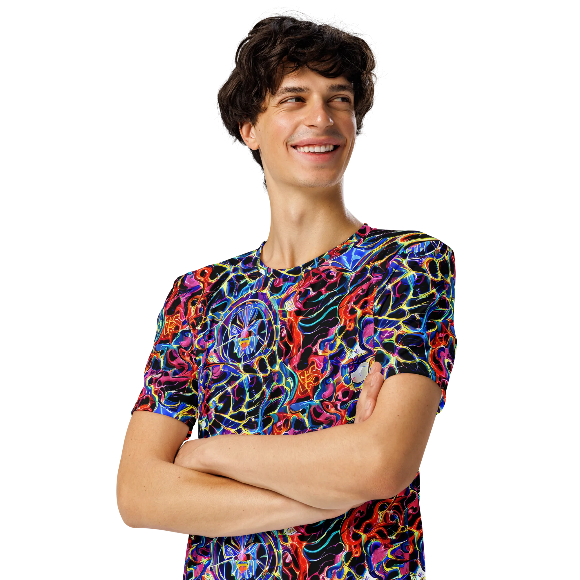 Abyssal Neon on Men's Crew Neck T-Shirt — Left Front
