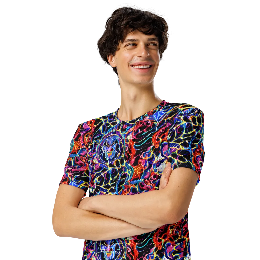 Abyssal Neon on Men's Crew Neck T-Shirt — Left Front