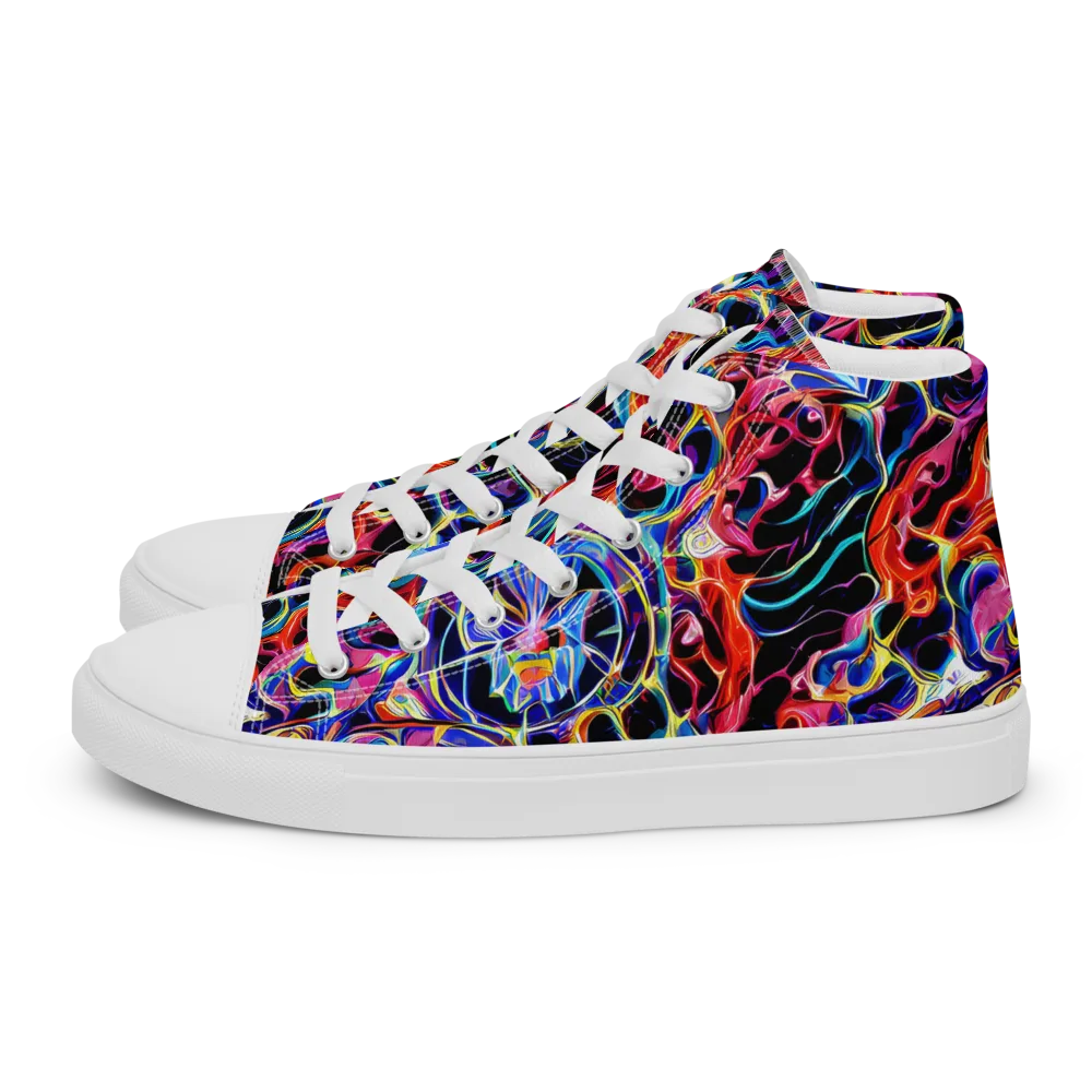 Abyssal Neon on Men's High Top Canvas Shoes — Left