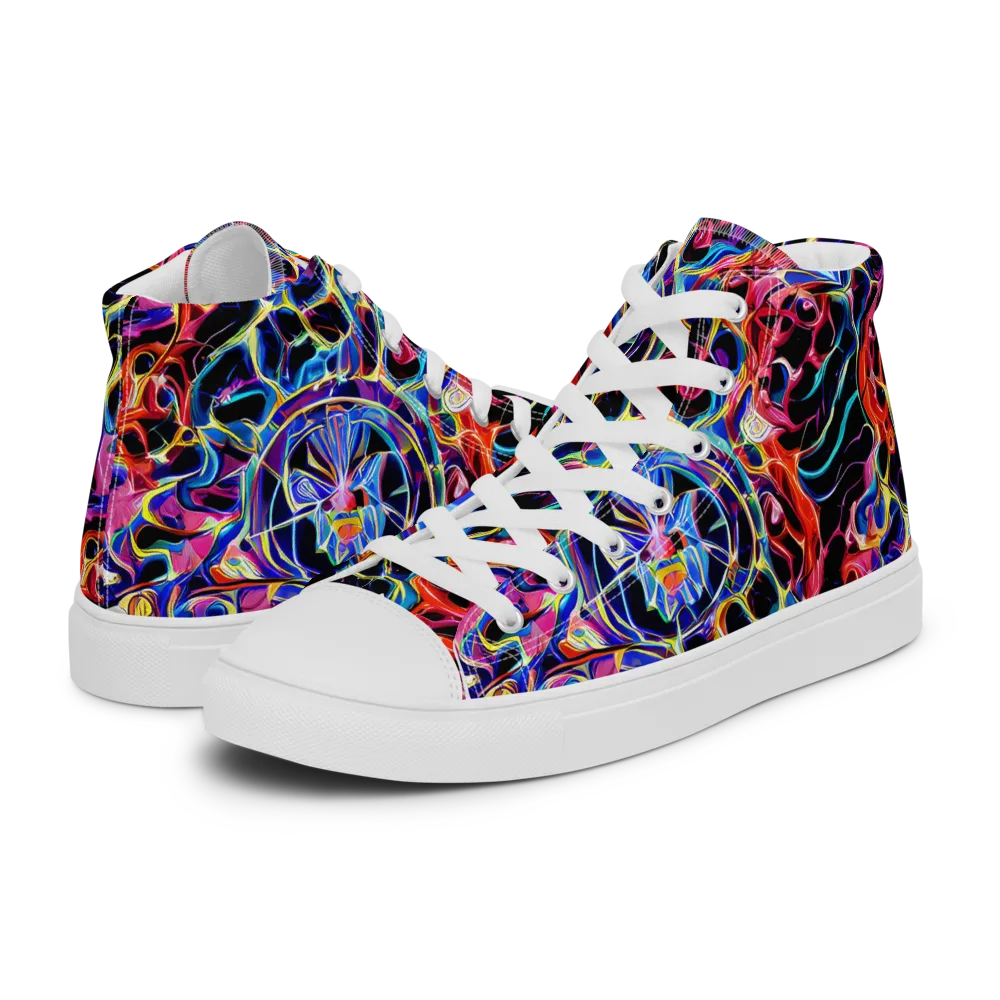 Abyssal Neon on Men's High Top Canvas Shoes — Left
