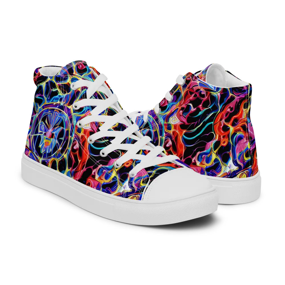 Abyssal Neon on Men's High Top Canvas Shoes — Right