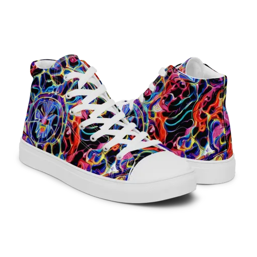 Abyssal Neon on a Men's High Top Canvas Shoes