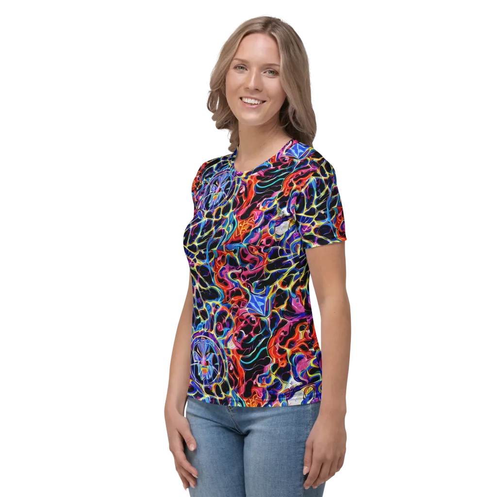 Abyssal Neon on Women's Crew Neck T-Shirt — Left