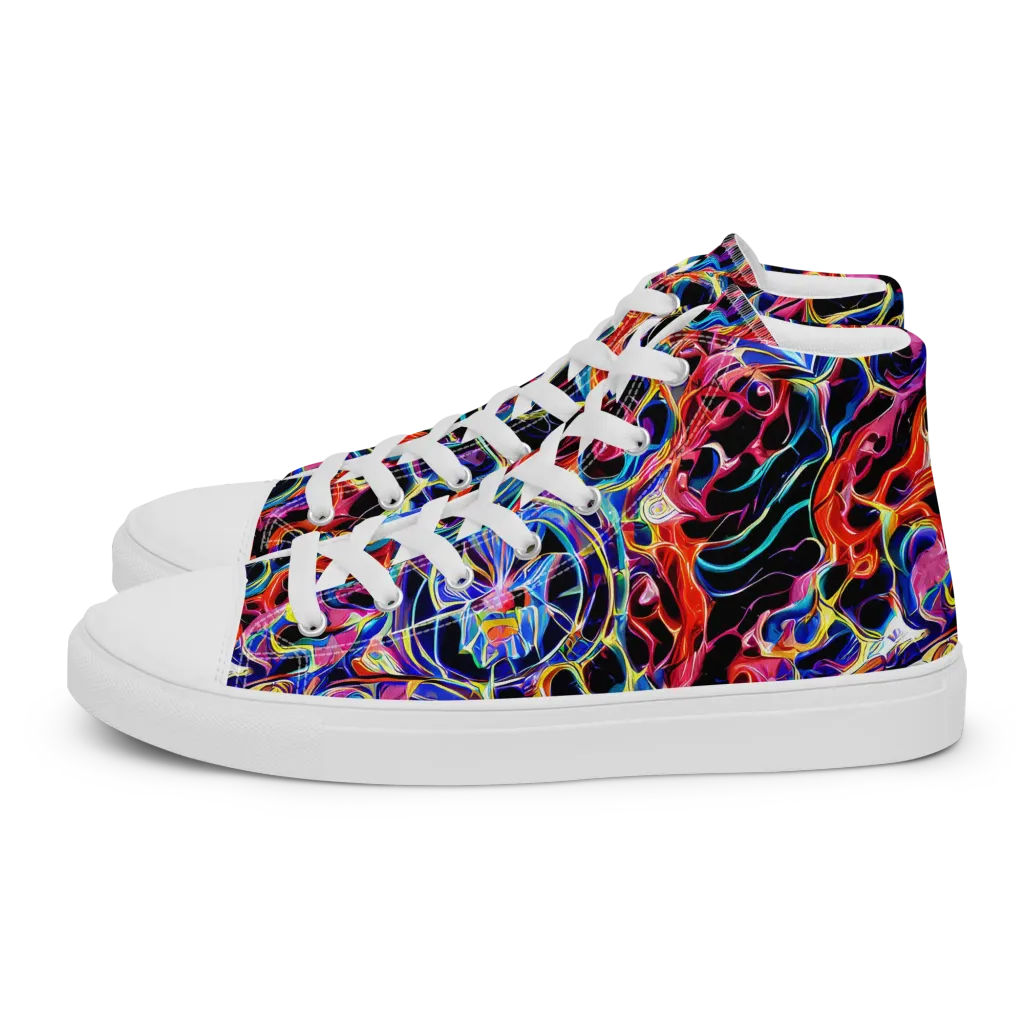 Abyssal Neon on Women's High Top Canvas Shoes — Left