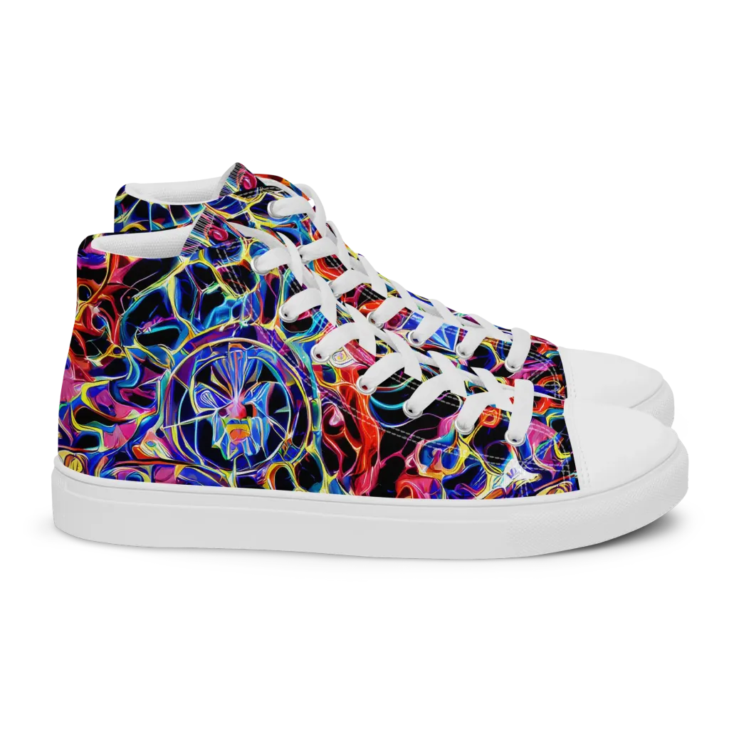 Abyssal Neon on Women's High Top Canvas Shoes — Right