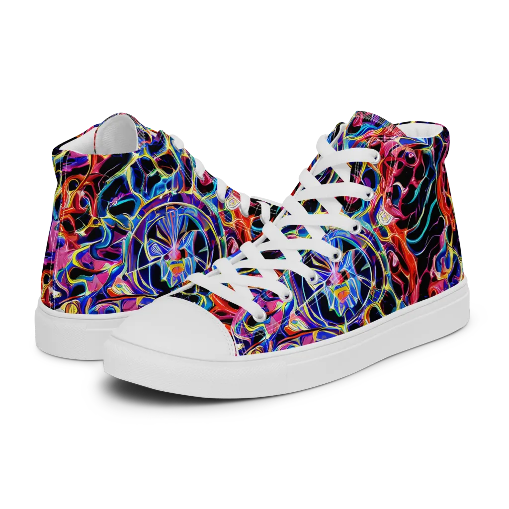 Abyssal Neon on Women's High Top Canvas Shoes — Left