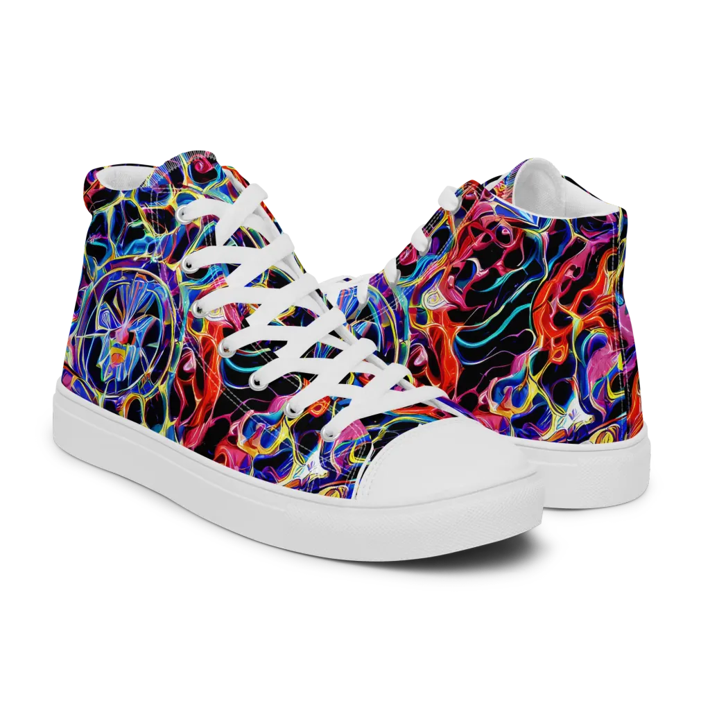Abyssal Neon on Women's High Top Canvas Shoes — Right