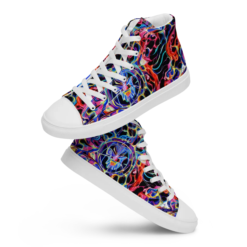 Abyssal Neon on Women's High Top Canvas Shoes — Front