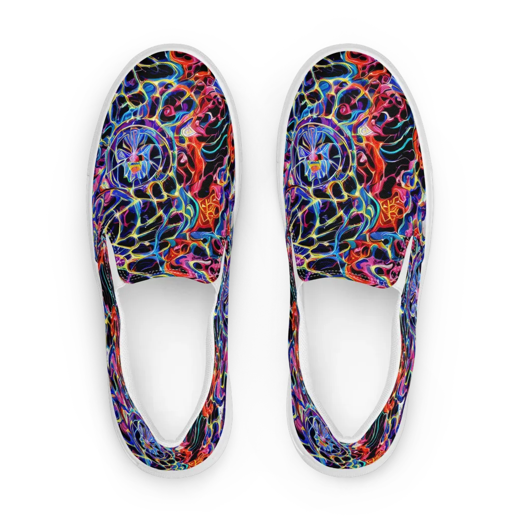 Abyssal Neon on Men's Slip-On Canvas Shoes — Front
