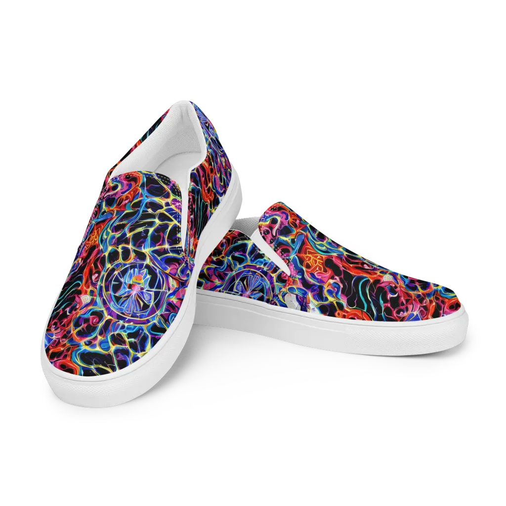 Abyssal Neon on Men's Slip-On Canvas Shoes — Left Front