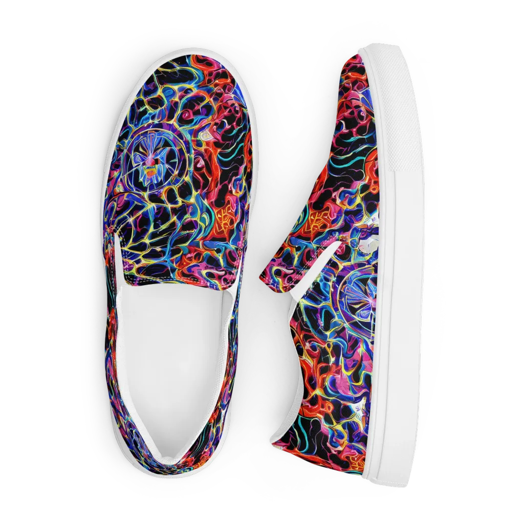 Abyssal Neon on Men's Slip-On Canvas Shoes — Front