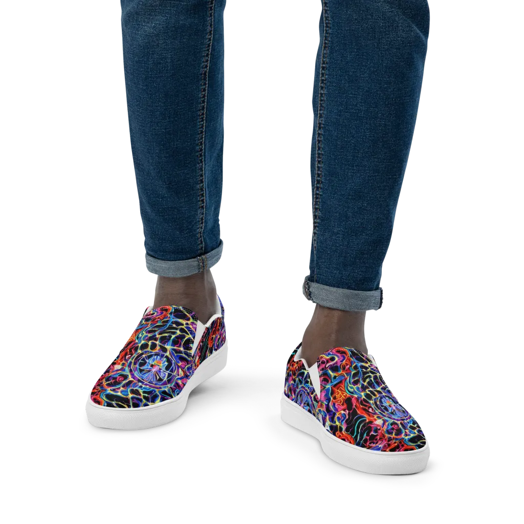 Abyssal Neon on Men's Slip-On Canvas Shoes — Front