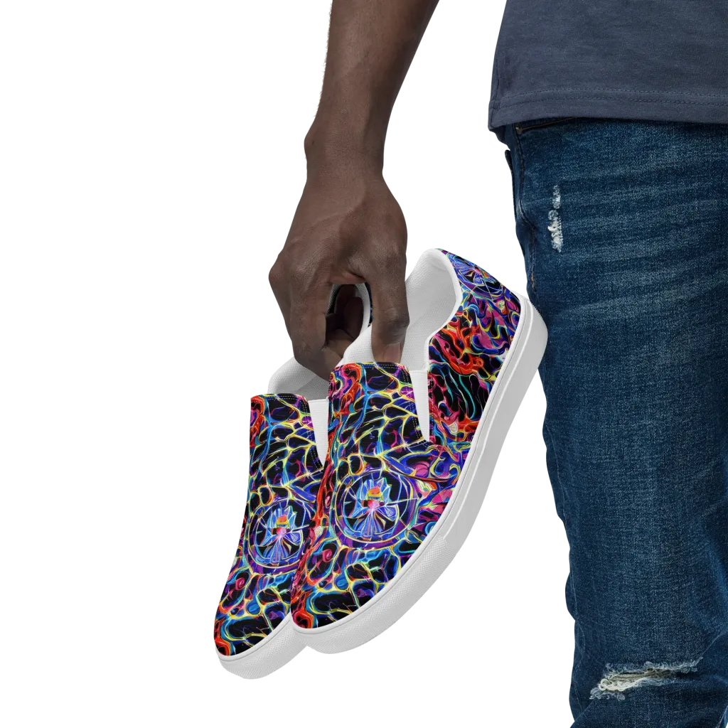 Abyssal Neon on Men's Slip-On Canvas Shoes — Left Front