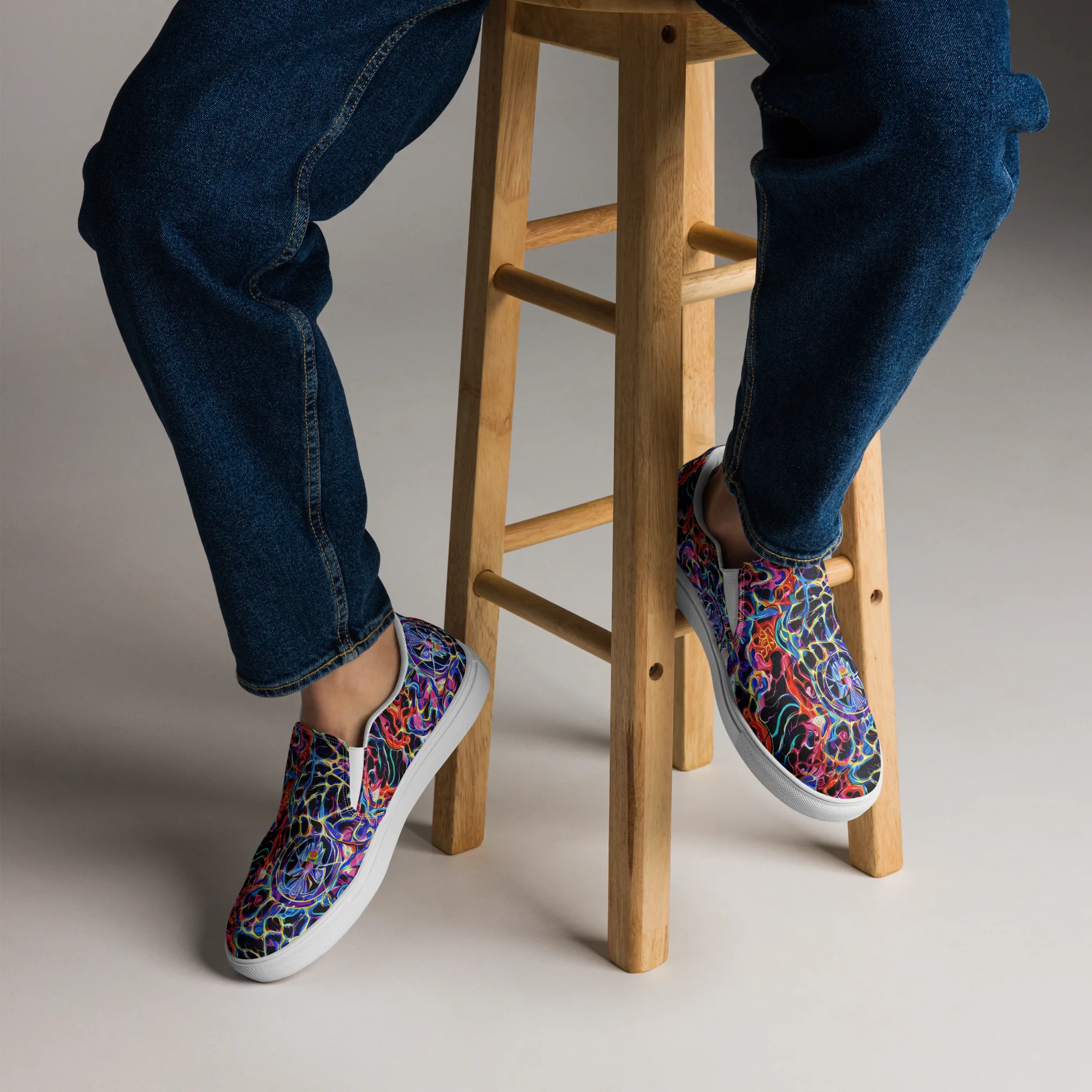 Abyssal Neon on Men's Slip-On Canvas Shoes — Front