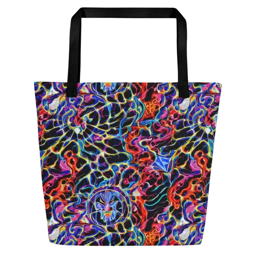 Abyssal Neon on a Large Tote Bag W/ Pocket