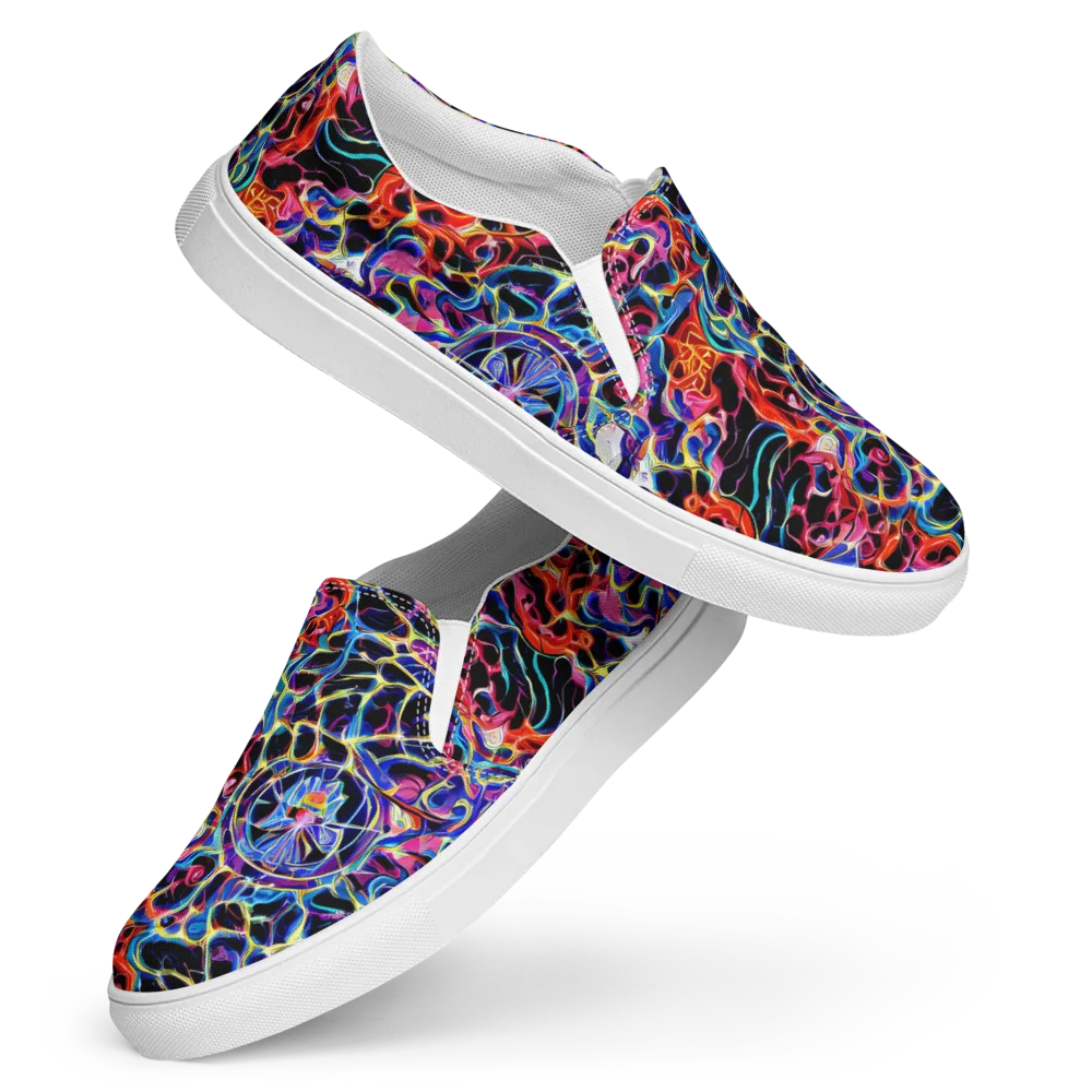 Abyssal Neon on Women's Slip-On Canvas Shoes — Front