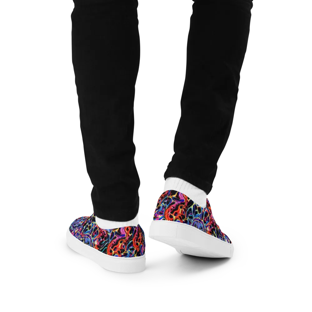 Abyssal Neon on Men's Lace-Up Canvas Shoes — Back