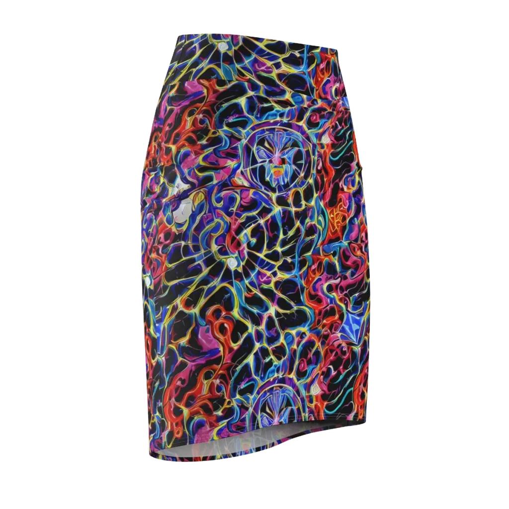 Abyssal Neon on Pencil Skirt — Front Side