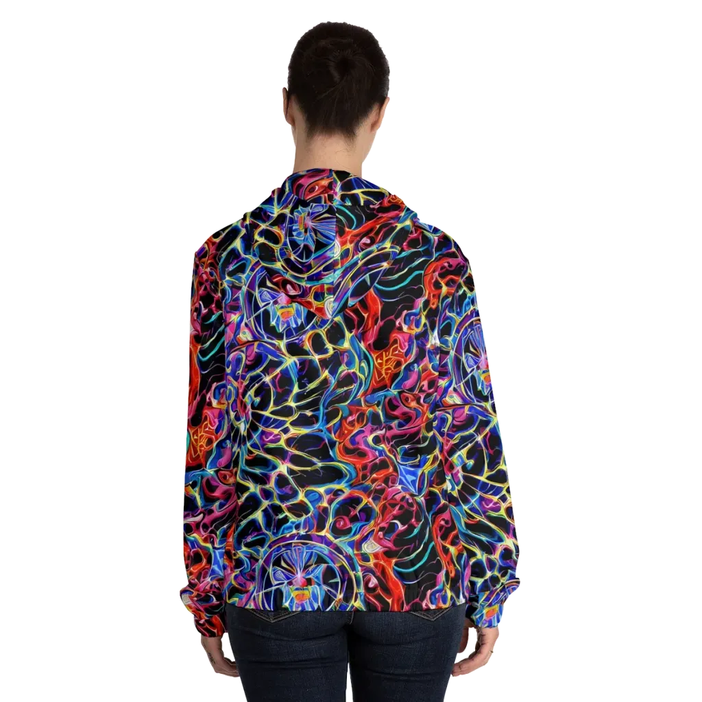 Abyssal Neon on Women's Full-Zip Hoodie — Back On Person