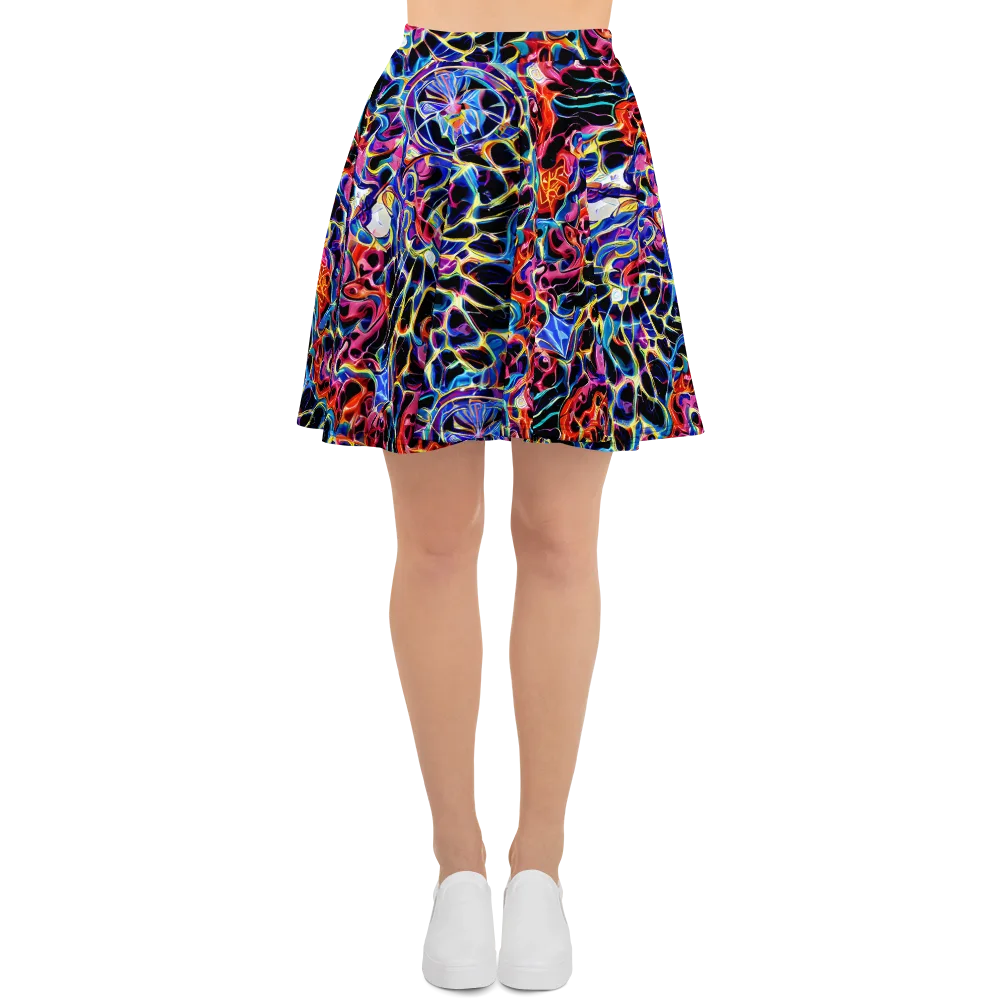Abyssal Neon on Skater Skirt — Front