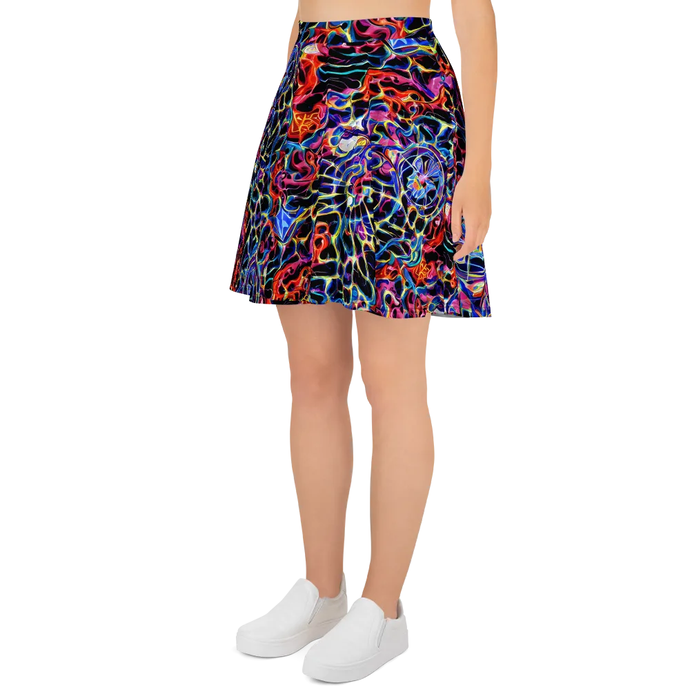 Abyssal Neon on Skater Skirt — Left