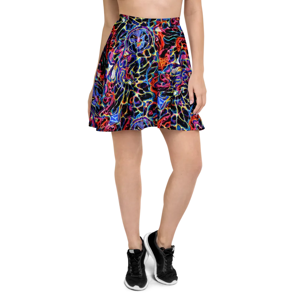 Abyssal Neon on Skater Skirt — Front