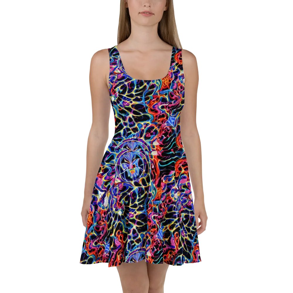 Abyssal Neon on Skater Dress — Front