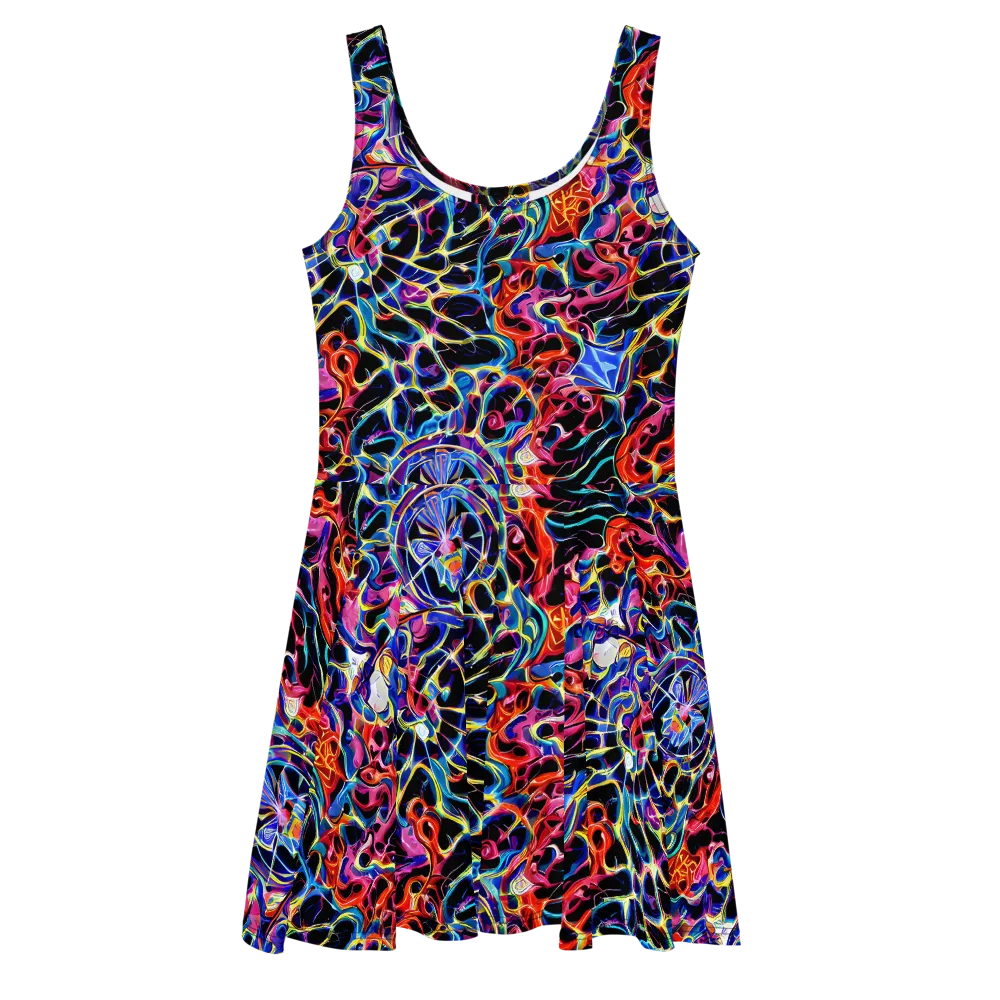 Abyssal Neon on Skater Dress — Front