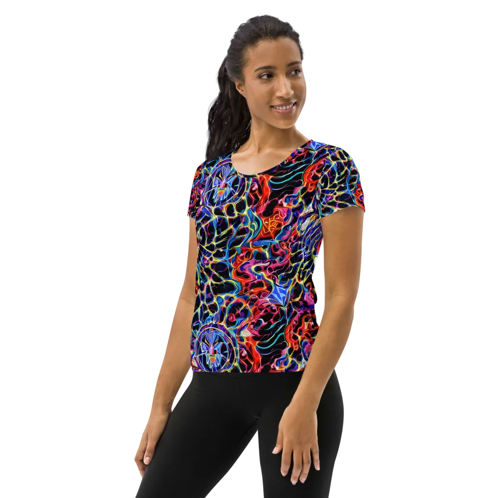 Abyssal Neon on Women's Athletic T-Shirt — Left