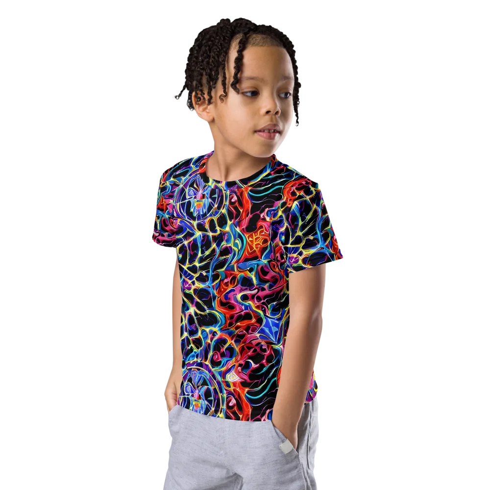 Abyssal Neon on Kids Crew Neck T-Shirt — Left Front