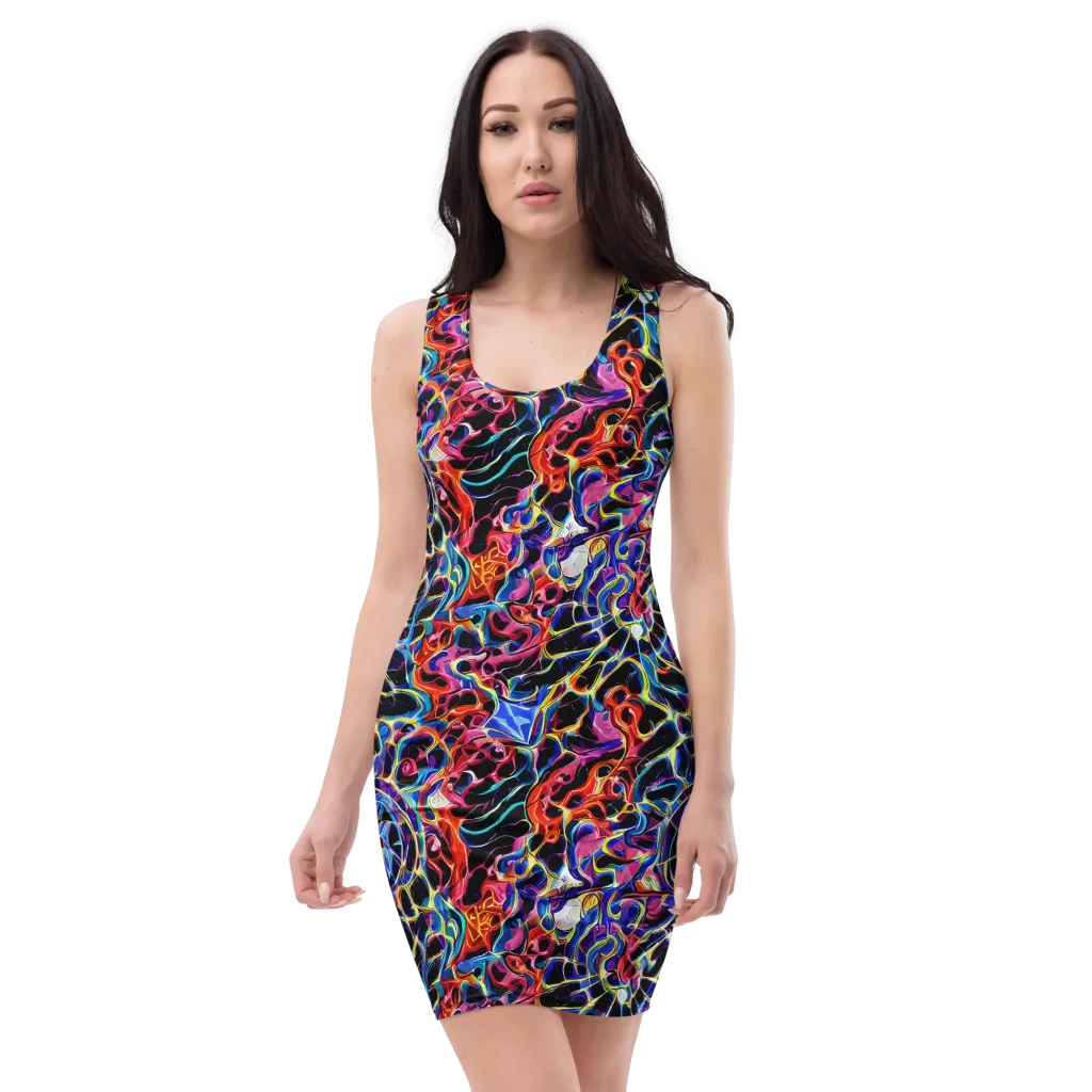 Abyssal Neon on Bodycon Dress — Front