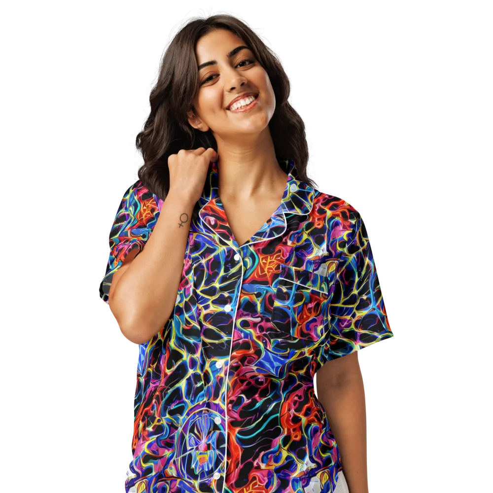 Abyssal Neon on Women's Short Sleeve Pajama Top — Front