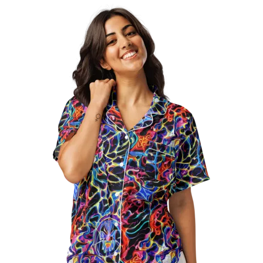 Abyssal Neon on a Women's Short Sleeve Pajama Top