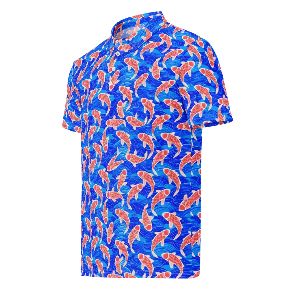Cobalt Current on Men's Slim Fit Polo Shirt — Left Front