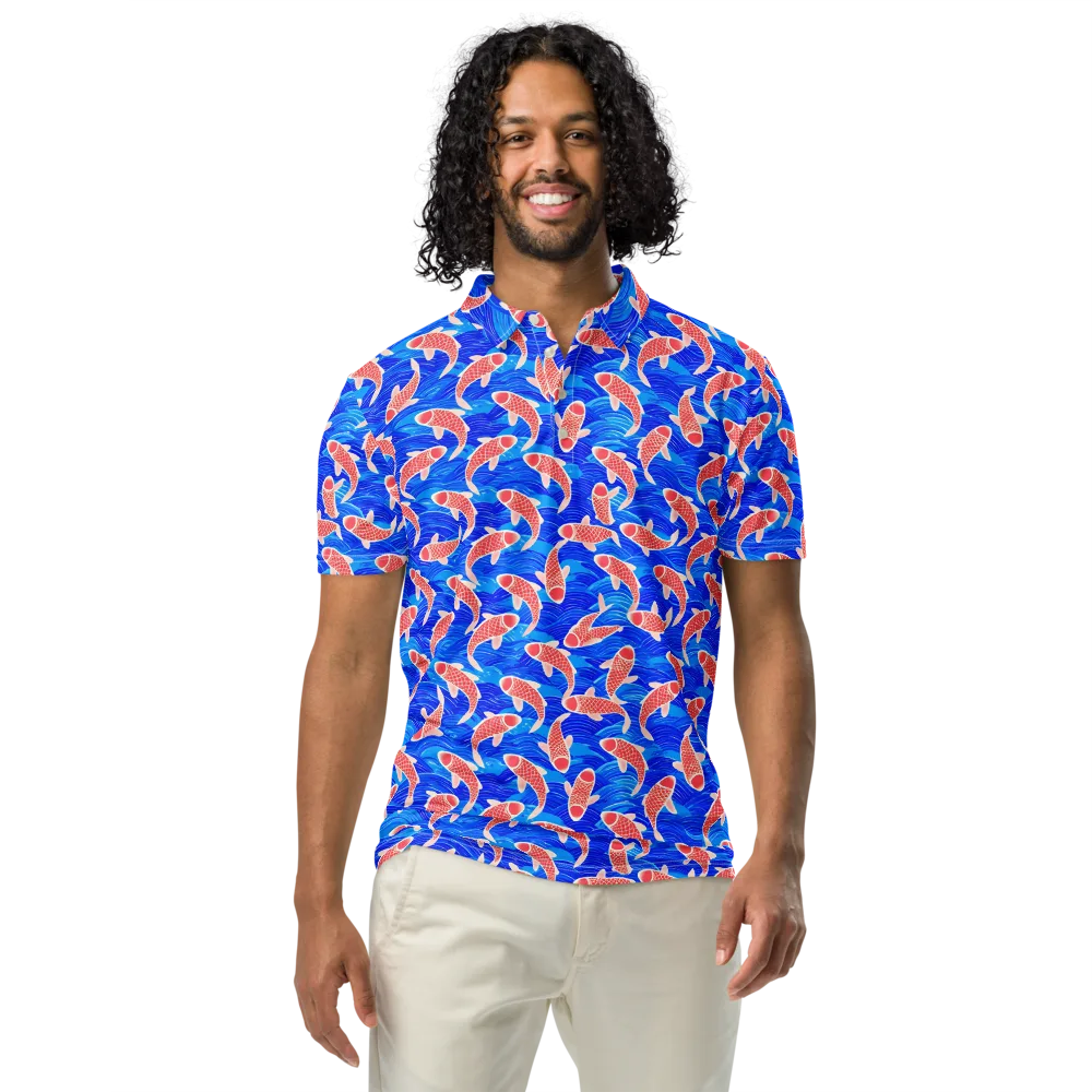 Cobalt Current on Men's Slim Fit Polo Shirt — Front