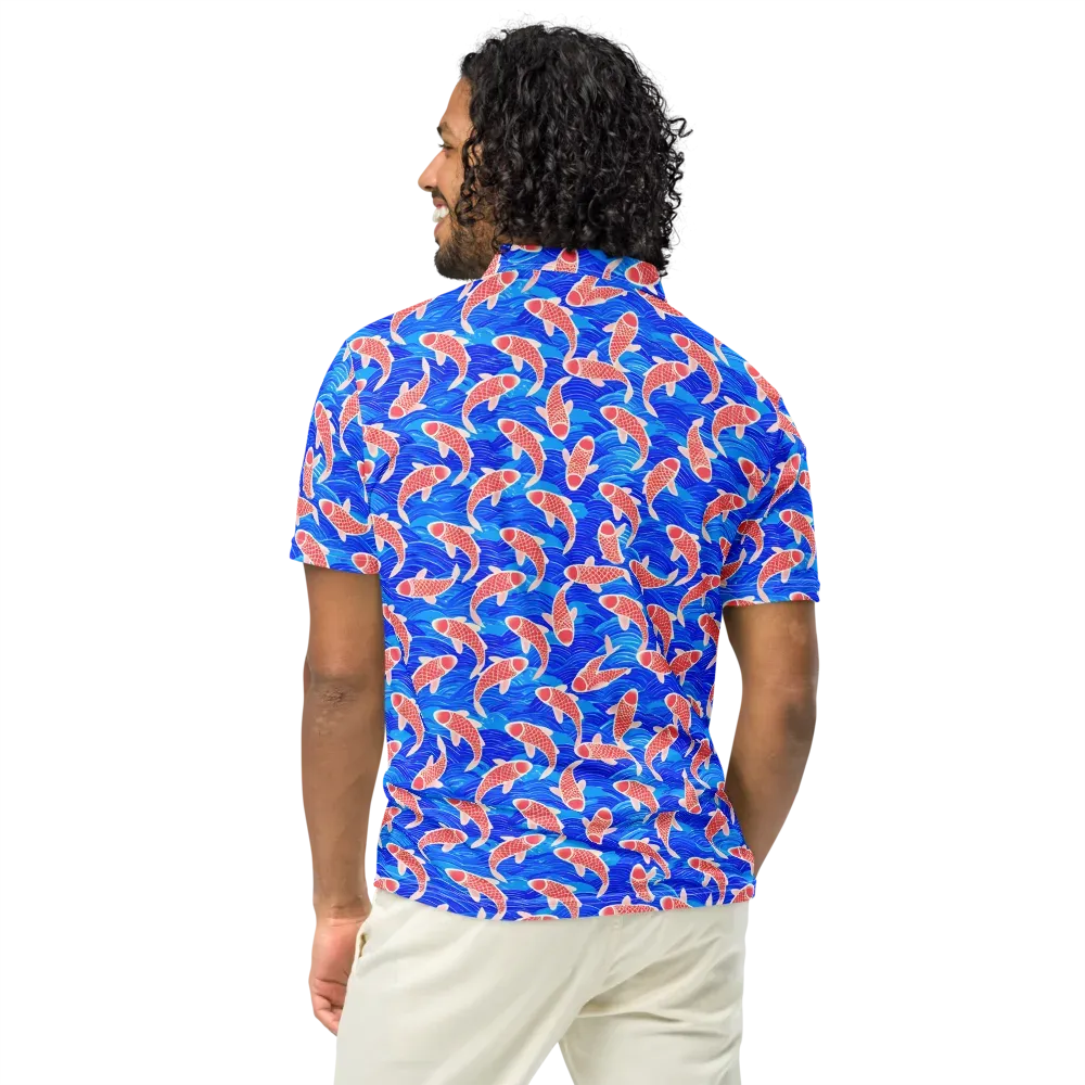 Cobalt Current on Men's Slim Fit Polo Shirt — Back