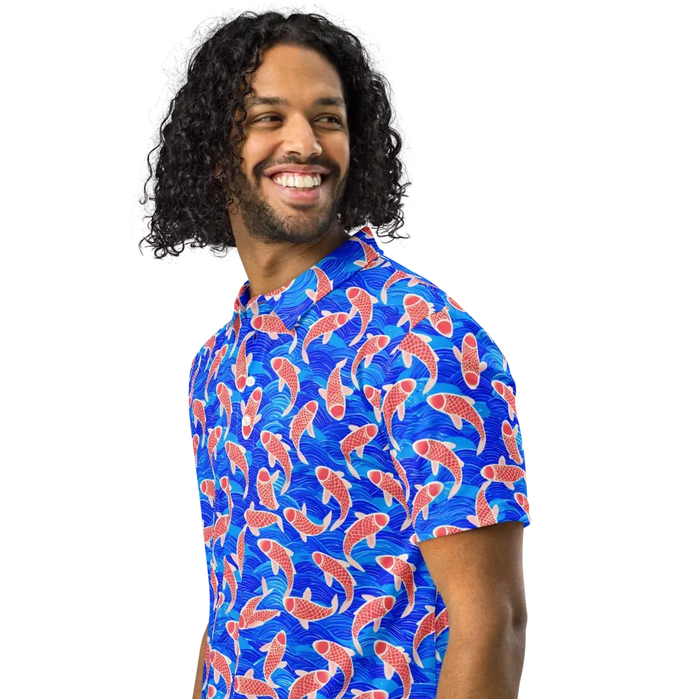 Cobalt Current on Men's Slim Fit Polo Shirt — Left Front