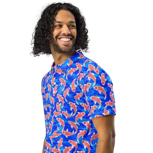 Cobalt Current on a Men's Slim Fit Polo Shirt