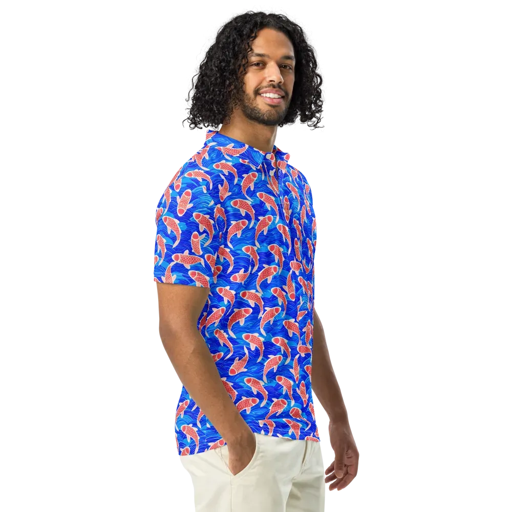 Cobalt Current on Men's Slim Fit Polo Shirt — Right Front
